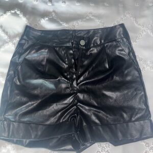Black Leather Women's Shorts